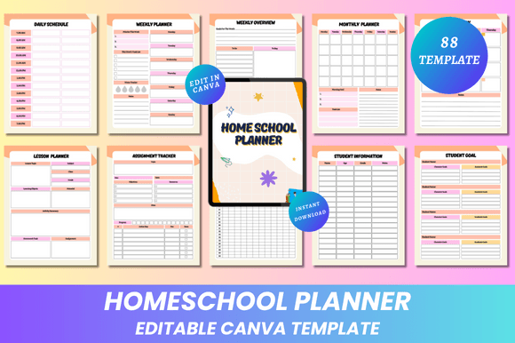 Download Homeschool Planner Canva KDP Interior - Planner Collection