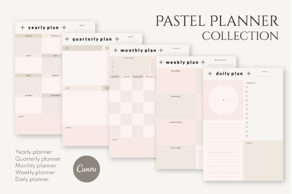 Download Pastel Canva Planner Template Set - Planner Collection