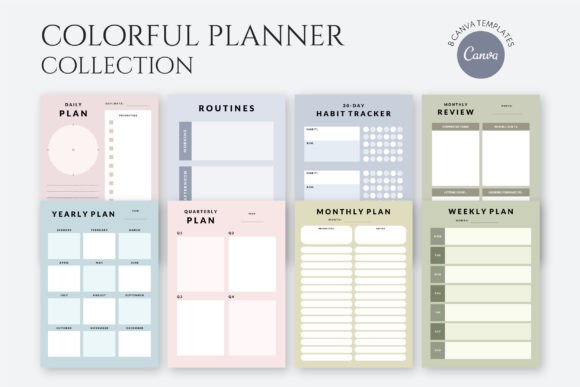Download Colorful CANVA Planner Template Set - Planner Collection