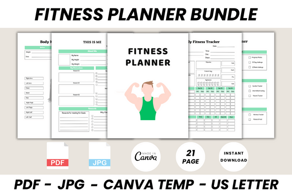 Download Fitness Planner Bundle Canva Template - Planner Collection