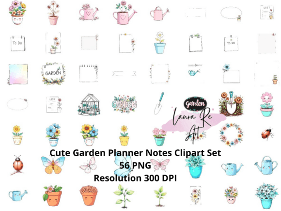 Download Cute Garden Planner Notes Clipart Set - Planner Collection