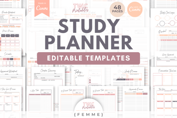 Download Study Planner Canva Templates | FEMME - Planner Collection