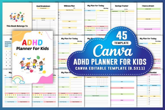 Download ADHD Planner for Kids Canva KDP - Planner Collection