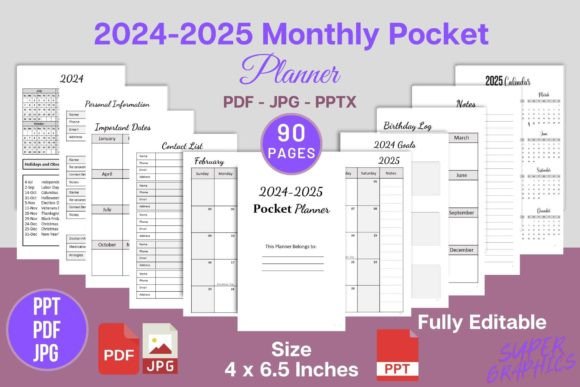 Download 2024-2025 Monthly Pocket Planner 2 Years - Planner Collection
