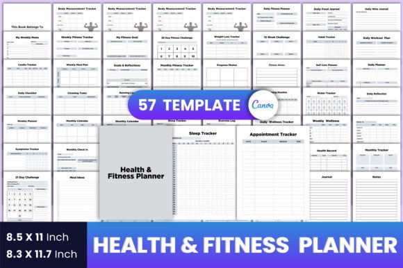 Download Health &amp; Fitness Planner Canva Interior - Planner Collection