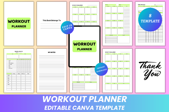 Download Workout Planner Canva Kdp Interior - Planner Collection