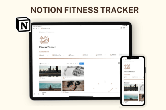 Download Notion Template, Notion Fitness Planner - Planner Collection
