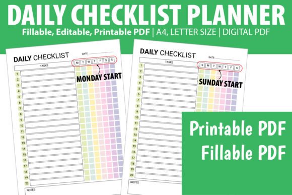Download Editable Daily Checklist Task Planner - Planner Collection