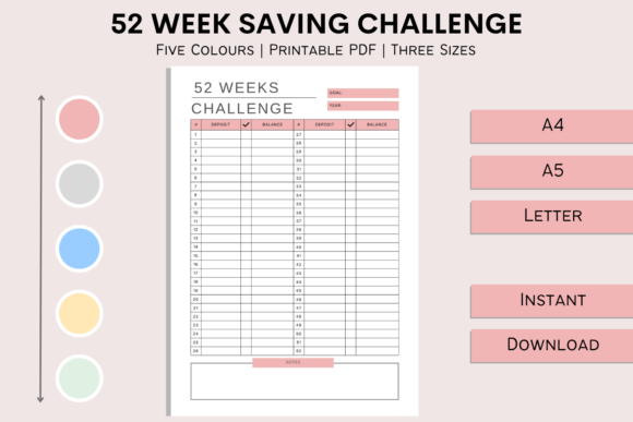 Download 52 Week Savings Challenge Money Planner - Planner Collection