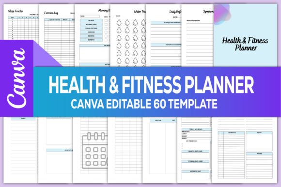 Download Health &amp; Fitness Planner Canva KDP - Planner Collection