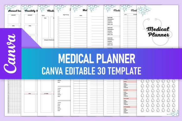 Download Editable Medical Planner for Canva KDP - Planner Collection