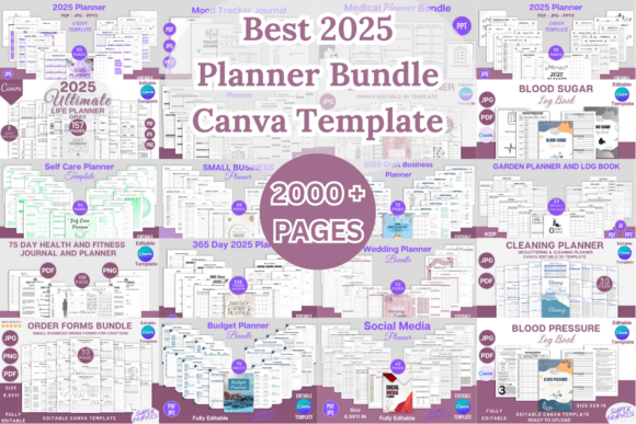 Download Best 2025 Planner Canva Template Bundle - Planner Collection