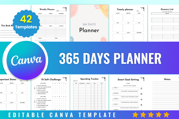 Download Editable 365 Days Planner Kdp Canva - Planner Collection