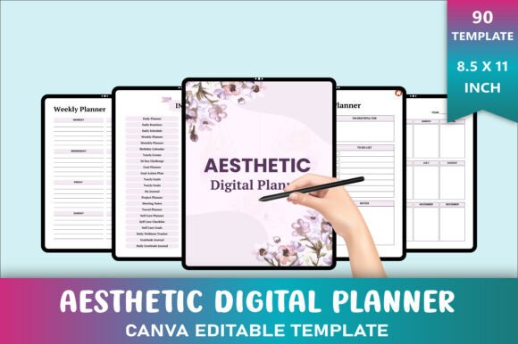 Download Aesthetic Digital Planner Canva Template - Planner Collection