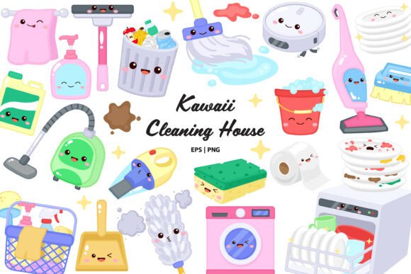 Download Cute House Cleaning Tools Clipart - Cleaning Collection