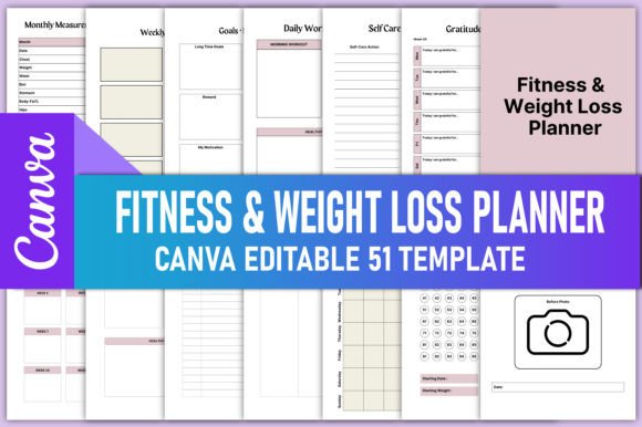 Download Fitness &amp; Weight Loss Planner Canva KDP - Planner Collection