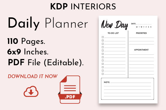 Download Undated Daily Planner [KDP Interior] - Planner Collection