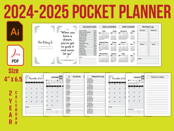 Download 2024-2025 Pocket Planner 2 Years Planner - Planner Collection