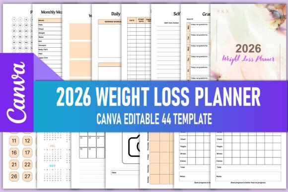 Download 2026 Weight Loss Planner for Canva - Planner Collection