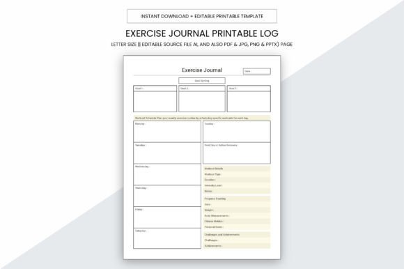 Download Exercise Journal Printable Planner - Planner Collection
