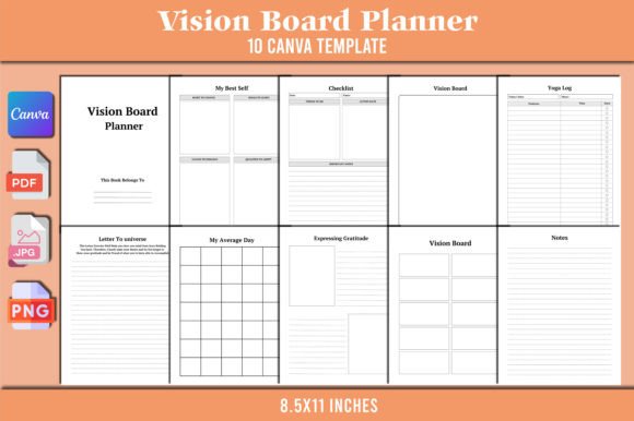 Download Editable Vision Board Planner Canva - Planner Collection