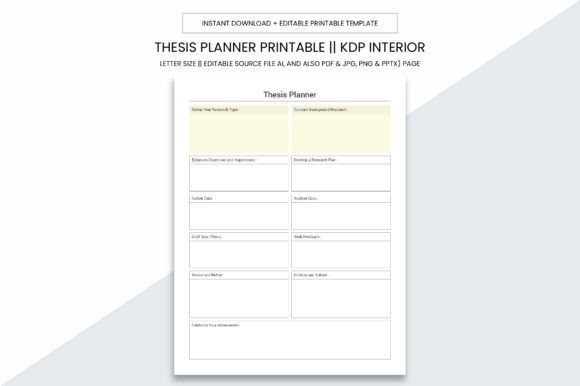 Download Thesis Planner Kdp Notebook Interior - Planner Collection