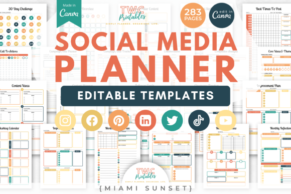 Download Social Media Planner Canva Templates - Planner Collection