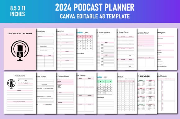 Download 2024 Podcast Planner Canva KDP - Planner Collection