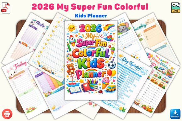 Download 2026 My Super Fun Colorful Kids Planner - Planner Collection