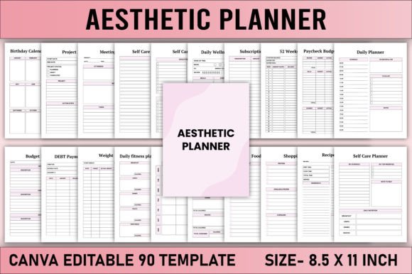 Download Editable Aesthetic Planner Canva - Planner Collection