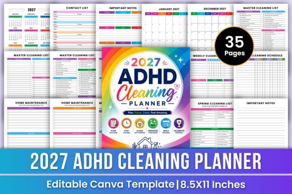 Download 2027 ADHD Cleaning Planner | Routine - Planner Collection