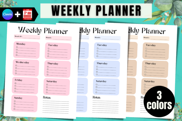 Download Weekly Planner Printable Canva Templates - Planner Collection