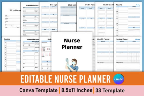 Download Editable Nurse Planner Canva Interior - Planner Collection