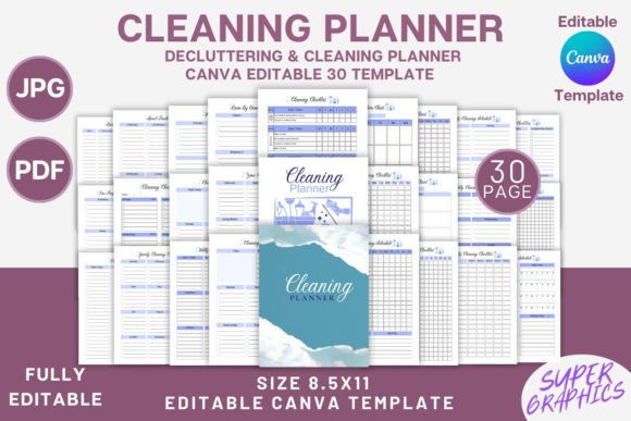 Download Cleaning and Decluttering Planner -Canva - Declutter Collection