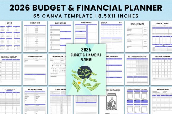Download 2026 Budget &amp; Financial Planner Canva - Financial planner Collection