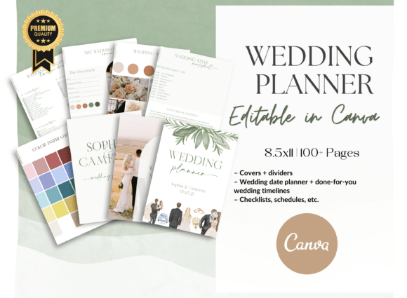 Download Wedding Planner Canva Templates Sage - Planner Collection