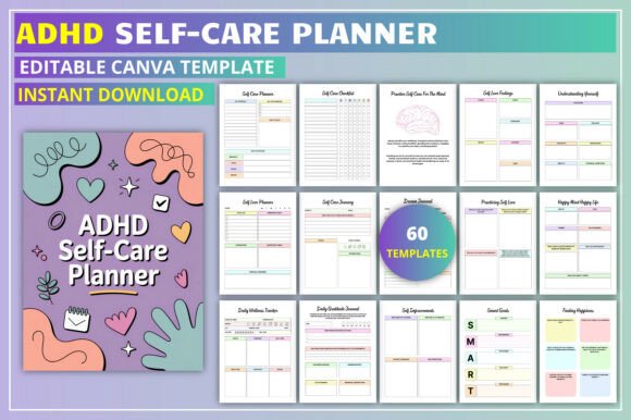 Download ADHD Self-Care Planner KDP Interior - Planner Collection