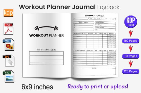 Download Workout Planner Journal Log Book | KDP I - Planner Collection