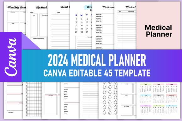 Download Editable 2024 Medical Planner Canva KDP - Planner Collection