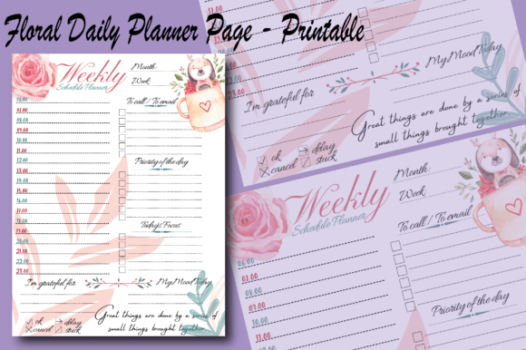Download Floral Daily Planner Page - Printable - Planner Collection