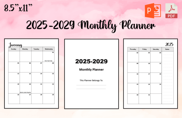 Download 2025-2029 Monthly Planner 5 Years - Planner Collection