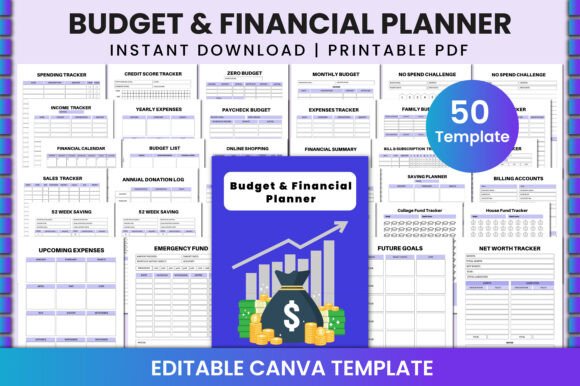 Download Editable Budget &amp; Financial Planner KDP - Financial planner Collection