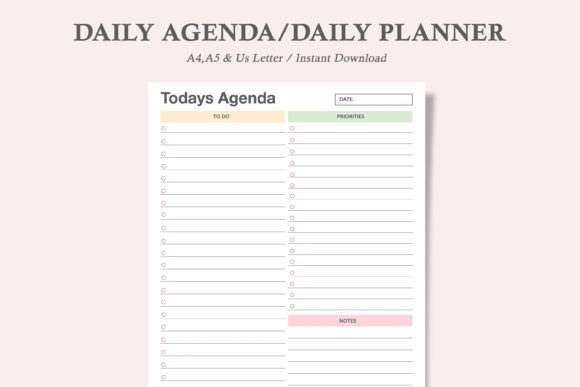 Download Todays Agenda,Daily Agenda,Daily Planner - Planner Collection