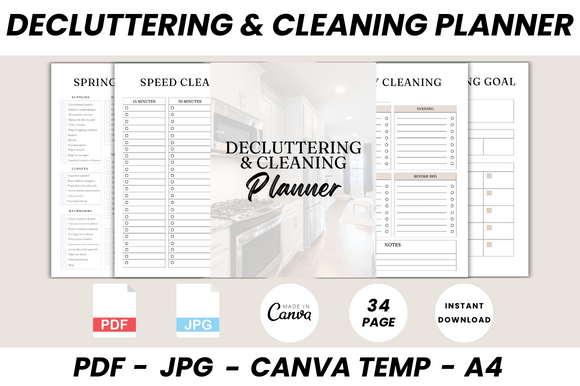 Download Decluttering &amp; Cleaning Planner Canva - Declutter Collection