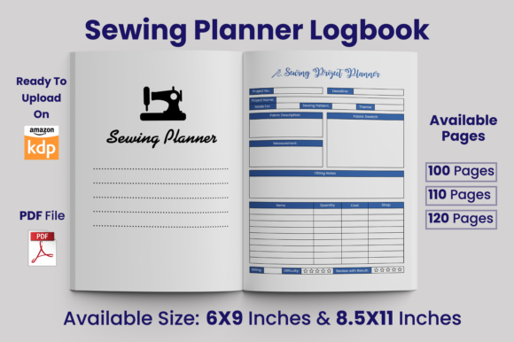 Download Sewing Project Planner KDP Interior - Planner Collection