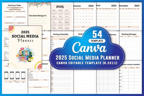 Download 2025 Social Media Planner Canva KDP - Planner Collection