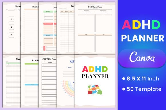 Download Editable ADHD Planner Canva Template - Planner Collection