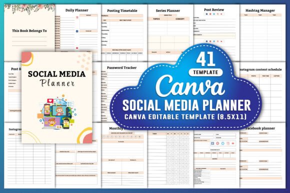 Download Social Media Planner Canva Kdp Interiors - Planner Collection