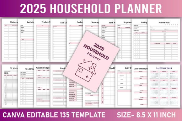 Download Editable 2025 Household Planner Canva - Planner Collection