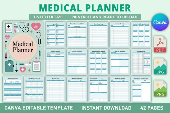Download Editable Medical Planner KDP Interior - Planner Collection
